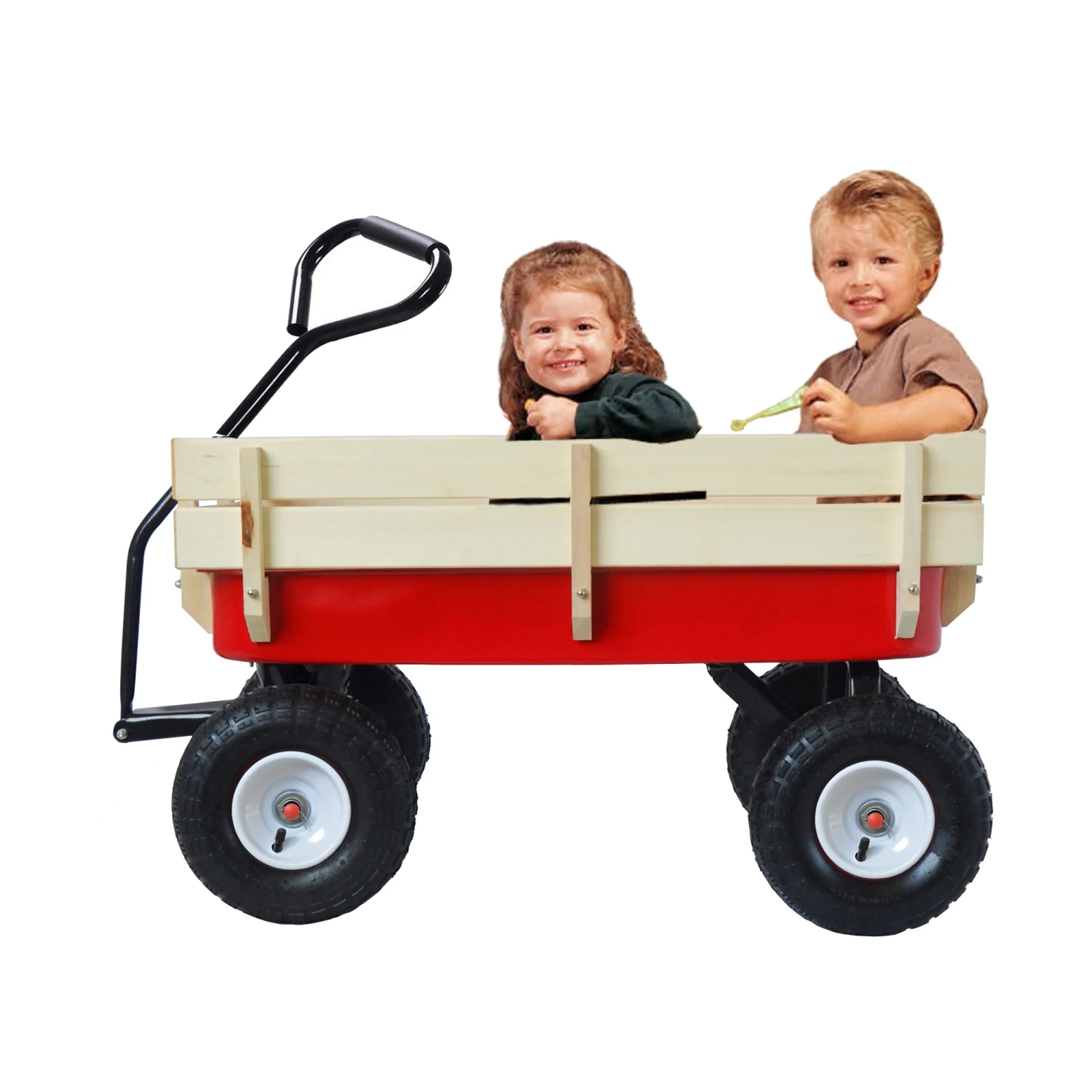 Outdoor Wagon All Terrain Pulling Wood Railing Air Tires Children Kid Garden (RedRed+white) 
Outdoor Wagon All Terrain Pulling Wood Railing Air Tires Children Kid Garden (RedRed+white)