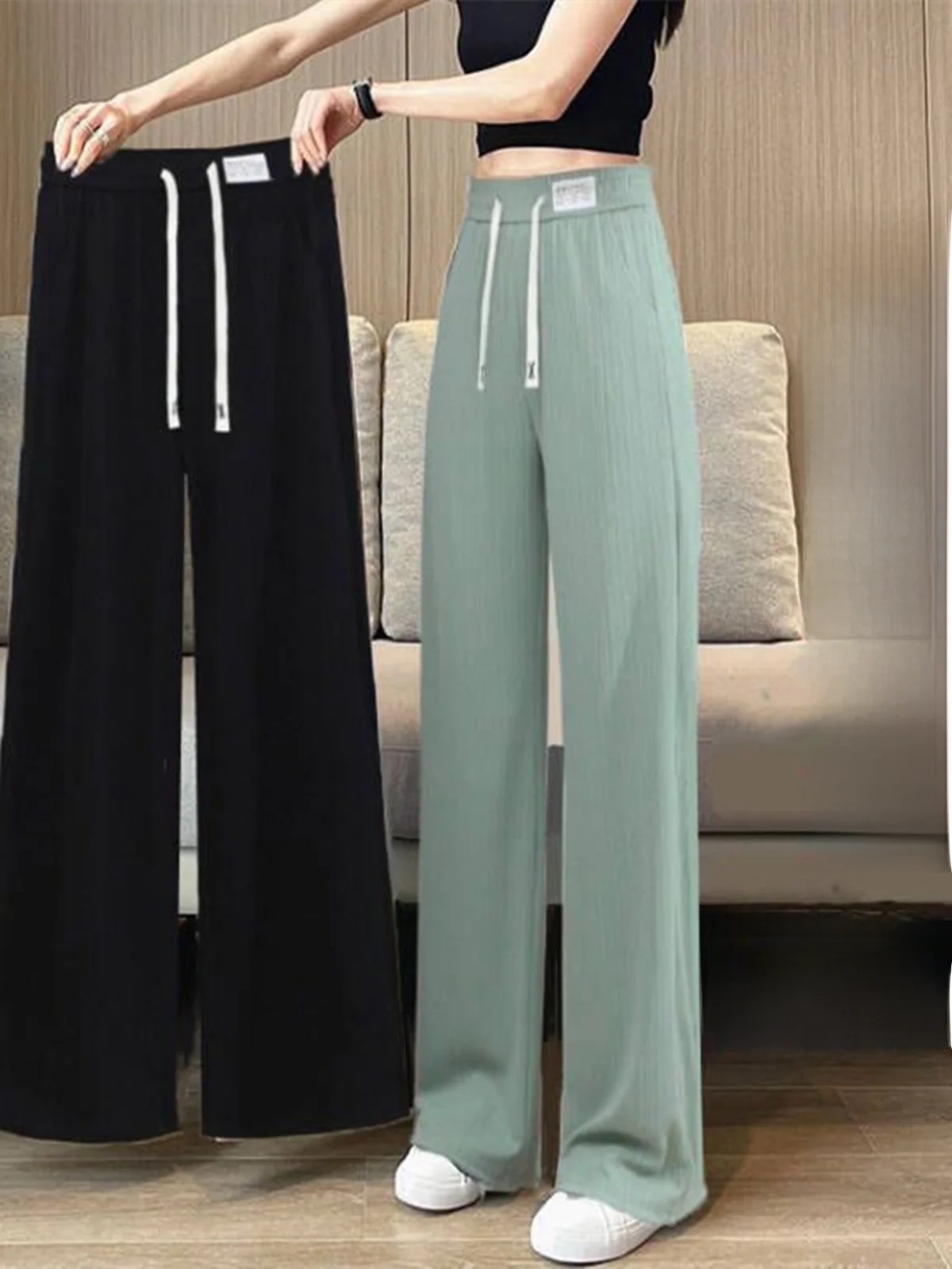 Ice Silk Wide Leg Pants Women's Summer Thin Casual Pants Drapey Slim Straight Trendy High Waist Nine Points Casual Trousers
Ice Silk Wide Leg Pants Women's Summer Thin Casual Pants Drapey Slim Straight Trendy High Waist Nine Points Casual Trousers
