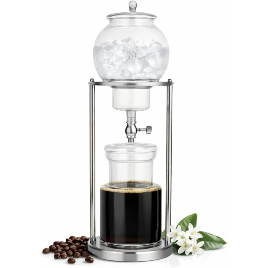 Luxury Ice Cold Brew Dripper Coffee Maker in Stainless Steel and Borosilicate Glass, 1000 ml Silver
Luxury Ice Cold Brew Dripper Coffee Maker in Stainless Steel and Borosilicate Glass, 1000 ml Silver
