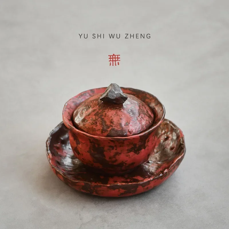 Hands clumsy, rough, pottery bowl powder, red hot pot brewing, tea set, three talents, bowl covering
Hands clumsy, rough, pottery bowl powder, red hot pot brewing, tea set, three talents, bowl covering