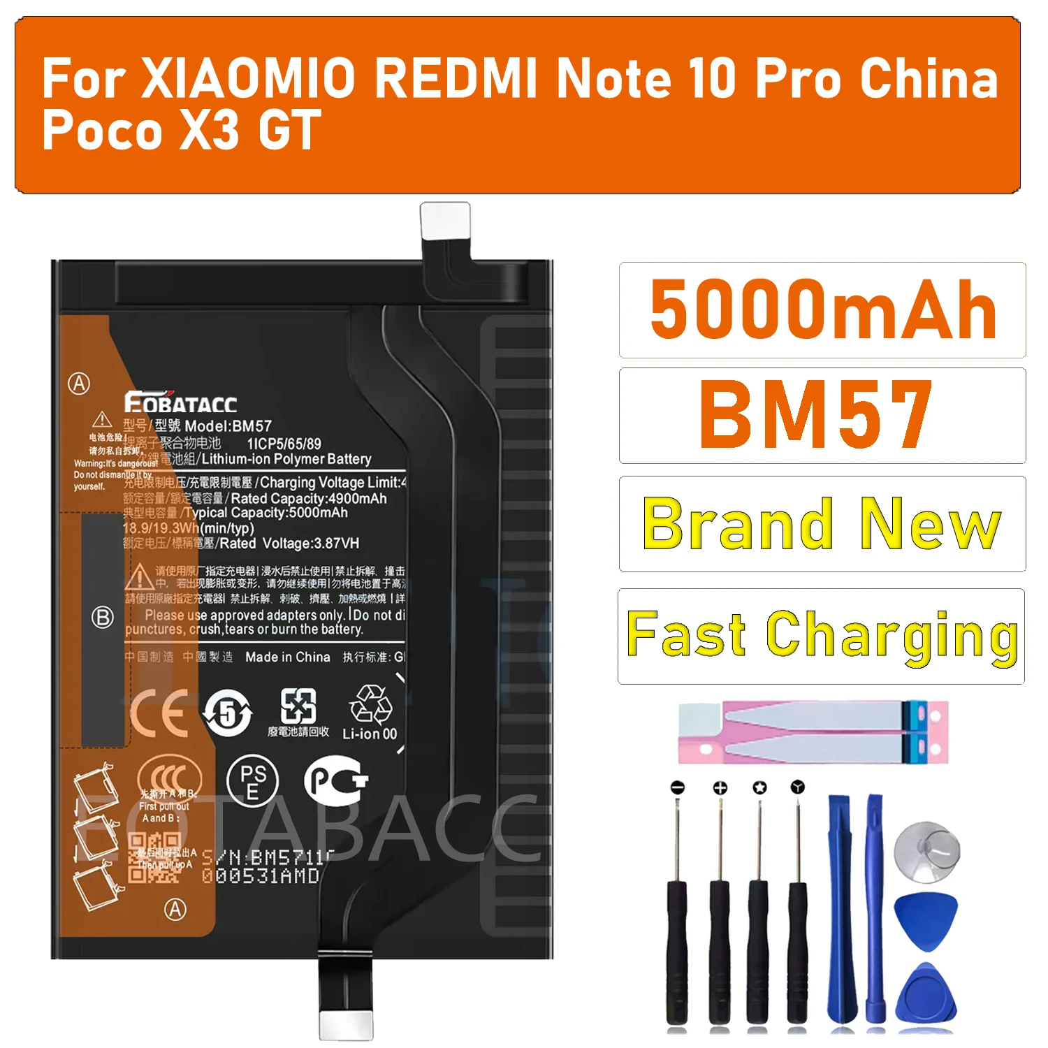 High Quality Battery BM57 For Xiaomi Poco X3 GT Redmi Note10 Pro 5000mAh Phone Replacement Batteries + Free Tools
High Quality Battery BM57 For Xiaomi Poco X3 GT Redmi Note10 Pro 5000mAh Phone Replacement Batteries + Free Tools