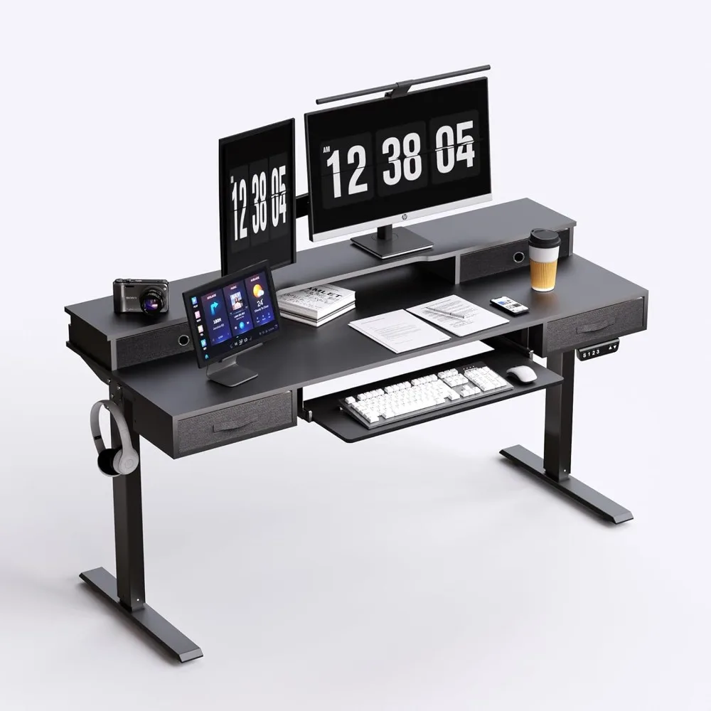 Electric Standing Desk, Height Adjustable Desk with Monitor Shelf, Sit Stand Table with Drawers, Smart Home Office Gaming Desk
Electric Standing Desk, Height Adjustable Desk with Monitor Shelf, Sit Stand Table with Drawers, Smart Home Office Gaming Desk