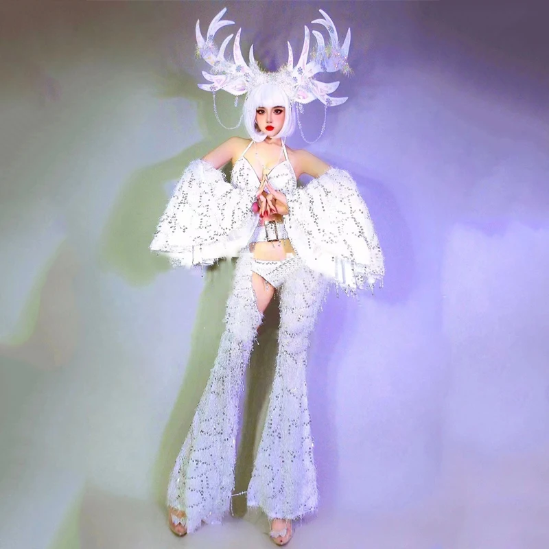 Bar Nightclub Ds Dj Pole Dance Set White Sequins Top Pants Women Christmas Gogo Dancer Costume Party Festival Outfit XS7435
Bar Nightclub Ds Dj Pole Dance Set White Sequins Top Pants Women Christmas Gogo Dancer Costume Party Festival Outfit XS7435