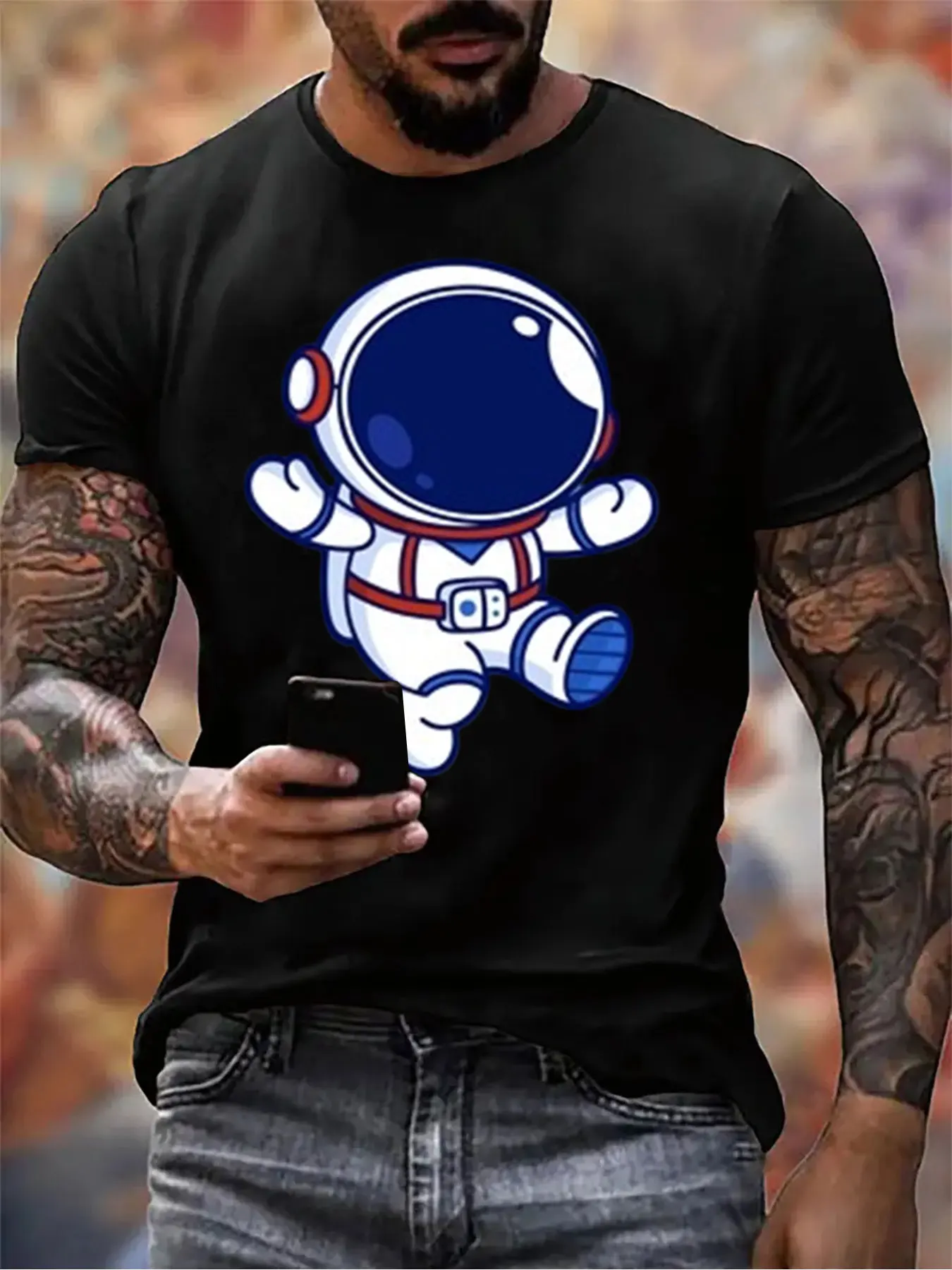 Men's Cotton Cute Astronaut Print Tee For Christmas Gift, Soft Crew Neck Shirt For Outdoor Activities, Top For Him
Men's Cotton Cute Astronaut Print Tee For Christmas Gift, Soft Crew Neck Shirt For Outdoor Activities, Top For Him