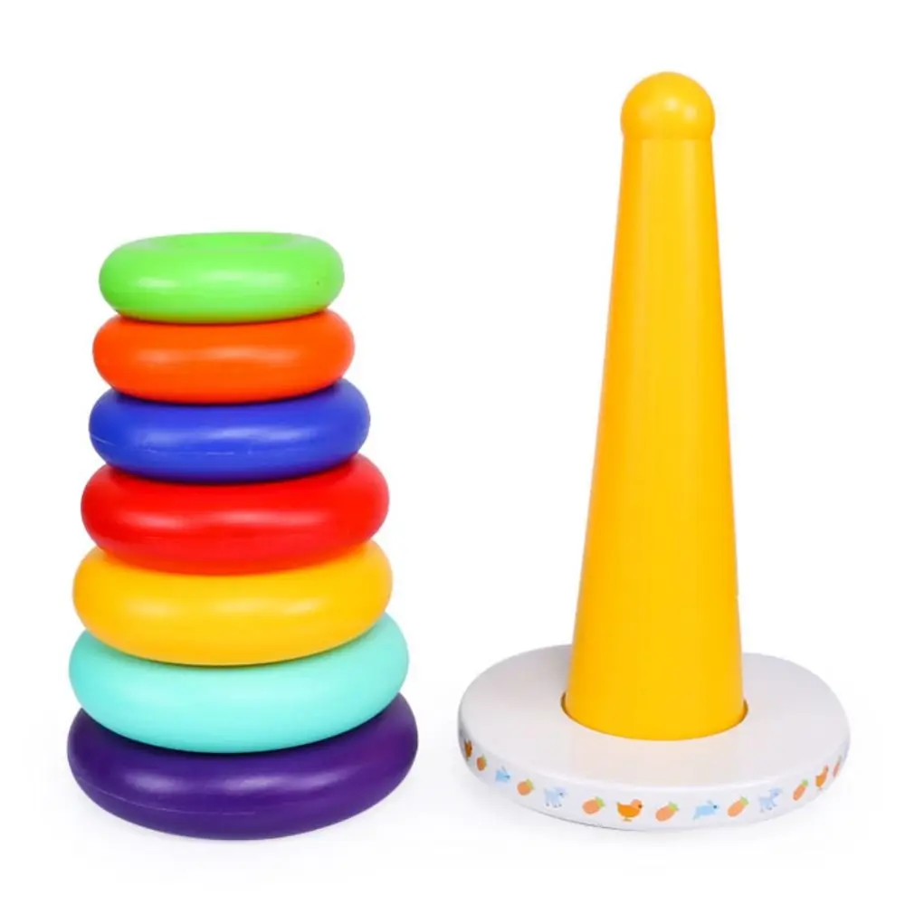 Plastic Rainbow Stacking Musical Rainbow Tower Early Education Stacking Rings Babies Stackable Ferrule