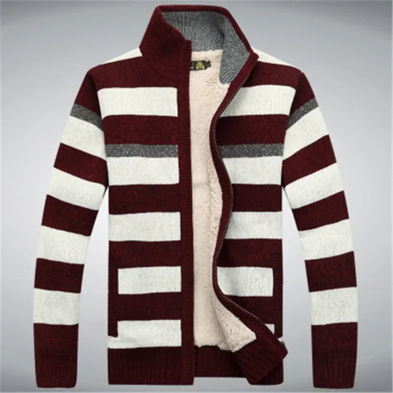Winter Fleece Thicken Sweater Men Knitted Cashmere Stripe Mens Wool Cardigan Sweaters Kint Wear Size M -3XL Coat Jackets
Winter Fleece Thicken Sweater Men Knitted Cashmere Stripe Mens Wool Cardigan Sweaters Kint Wear Size M -3XL Coat Jackets