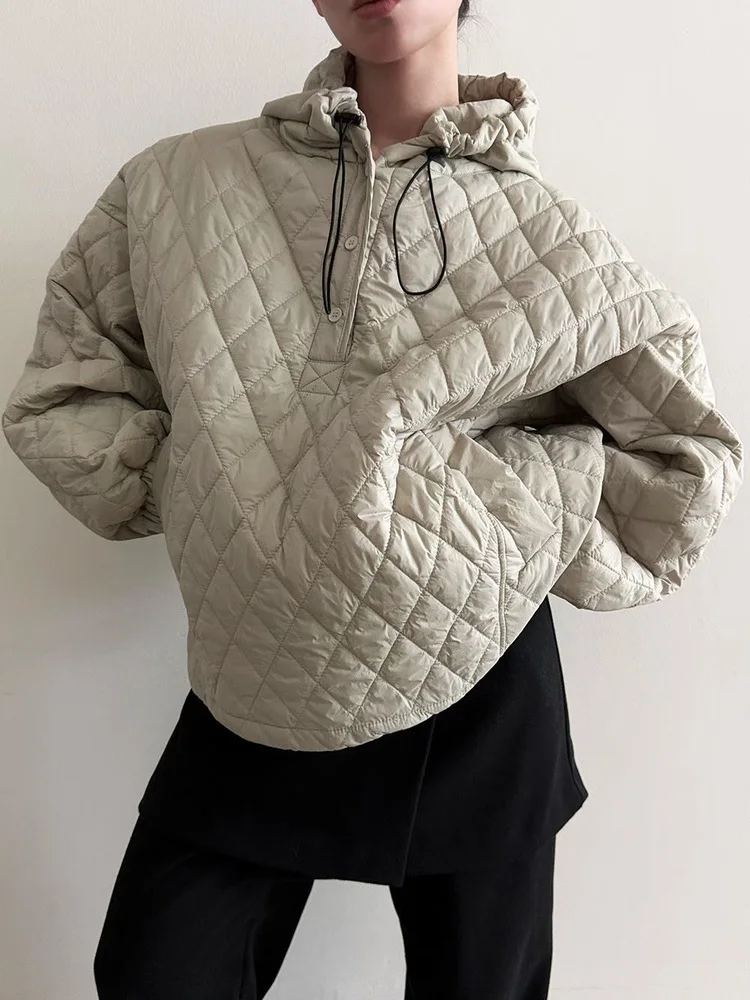 Женская свободная хлопковая куртка с капюшоном, осенне-зимний теплый универсальный пуловер, модное пальто с ромбовидным узором
Женская свободная хлопковая куртка с капюшоном, осенне-зимний теплый универсальный пуловер, модное пальто с ромбовидным узором