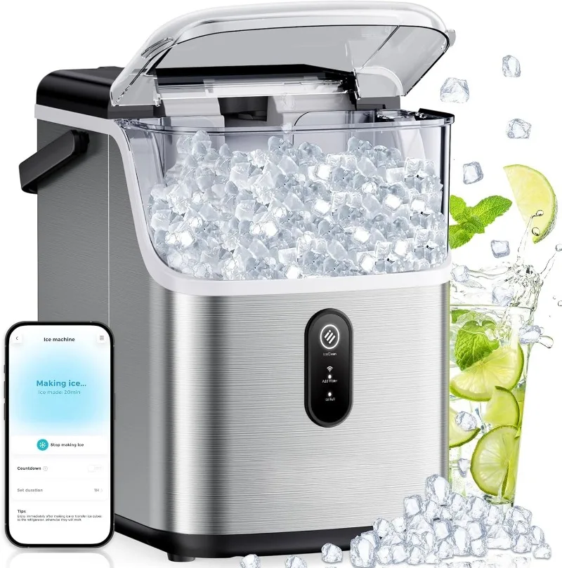 Smart Nugget Ice Maker Countertop, Pebble Ice Maker with 35lbs/24H Soft Chewable Ice, Self-Cleaning Ice Machine with Voice
Smart Nugget Ice Maker Countertop, Pebble Ice Maker with 35lbs/24H Soft Chewable Ice, Self-Cleaning Ice Machine with Voice