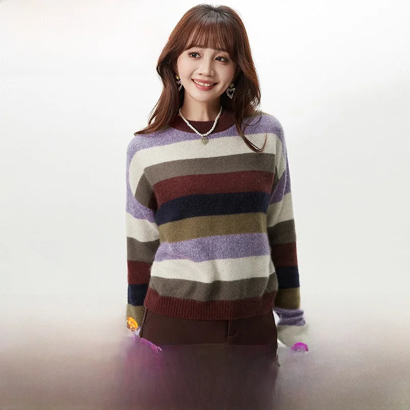 9MENCI round Neck Long Sleeve Striped Patchwork Women's Sweater Winter 2025 Fashion Casual Comfortable Fit Knitwear
9MENCI round Neck Long Sleeve Striped Patchwork Women's Sweater Winter 2025 Fashion Casual Comfortable Fit Knitwear