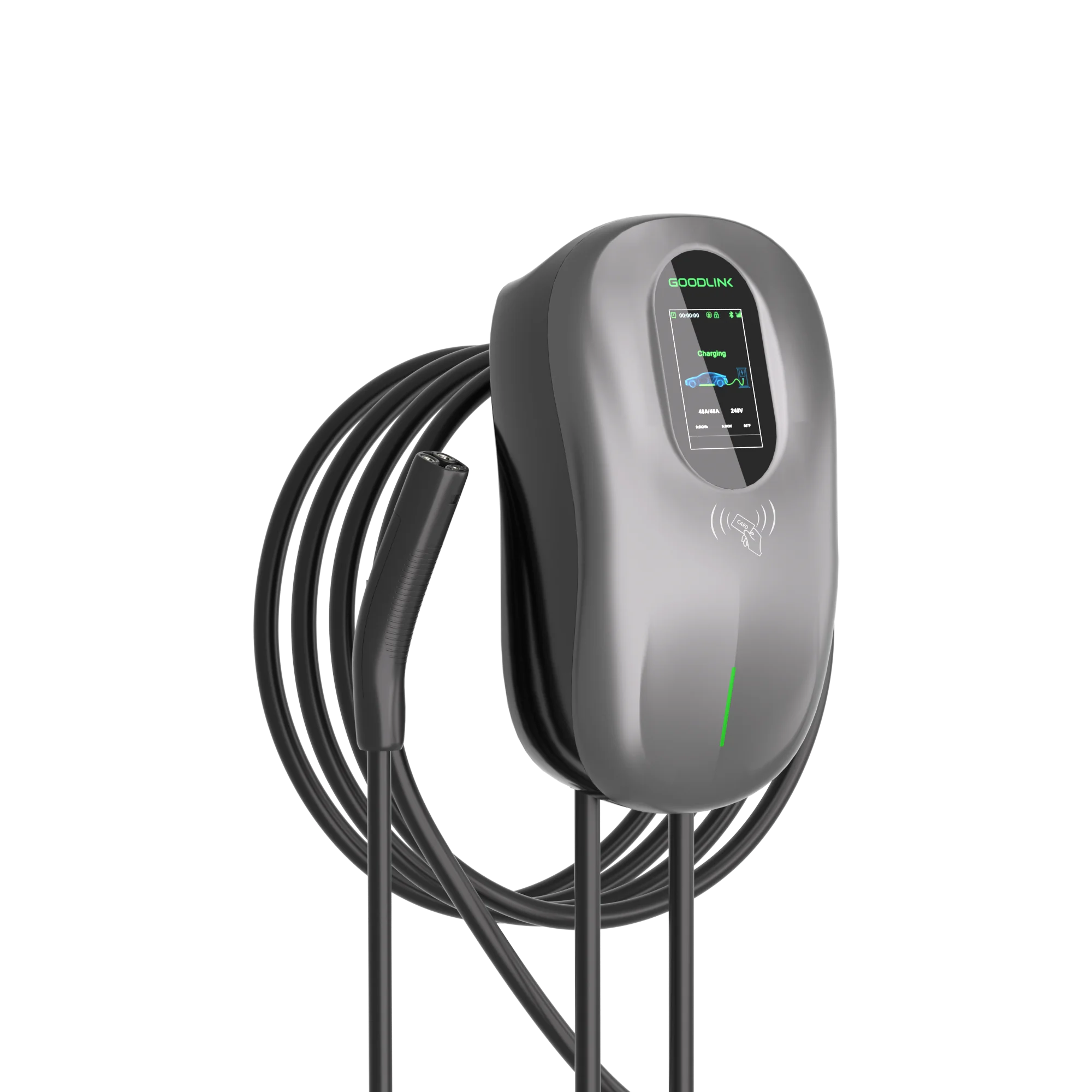 Fast-Charging Portable Wall-Mount EV Charger with LCD, 12kW Output, 48A Current, Suitable for Type 1/2
Fast-Charging Portable Wall-Mount EV Charger with LCD, 12kW Output, 48A Current, Suitable for Type 1/2