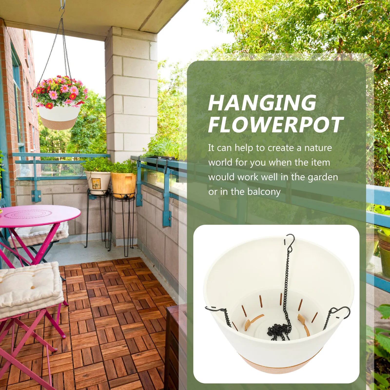 Plastic Hanging Flower Pot for Balcony Garden Indoor Outdoor Use Creative Suspended Planter for Succulents Ferns
Plastic Hanging Flower Pot for Balcony Garden Indoor Outdoor Use Creative Suspended Planter for Succulents Ferns