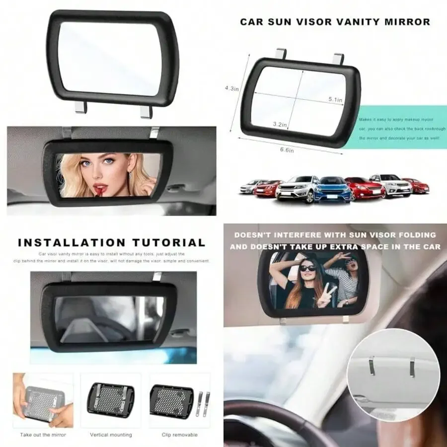Car Sun Visor Vanity Mirror Clip-On HD Glass Makeup Mirror For Women Portable Rear View Accessory
Car Sun Visor Vanity Mirror Clip-On HD Glass Makeup Mirror For Women Portable Rear View Accessory