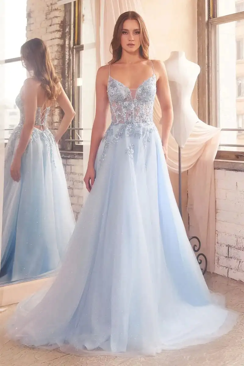 Spaghetti Straps V-neck Prom Dresses Sleeveless Lace Appliques Sheer Corset Formal Evening Gowns Sparkly A-line Long Ball Gowns
Spaghetti Straps V-neck Prom Dresses Sleeveless Lace Appliques Sheer Corset Formal Evening Gowns Sparkly A-line Long Ball Gowns