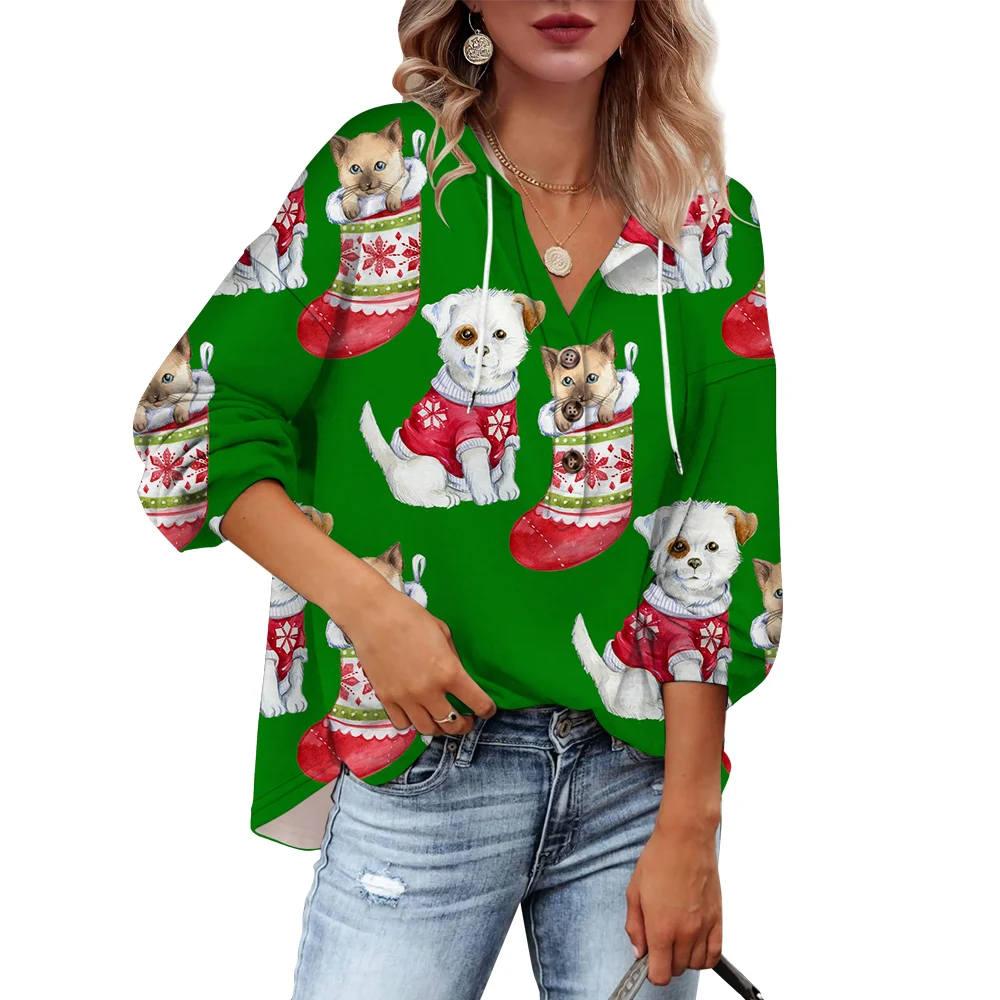 CLOOCL Women Hoodie Loose Fit Cartoon Christmas Stocking Naughty Puppy Pattern Printed Long Sleeve Christmas Tops Party Clothing
CLOOCL Women Hoodie Loose Fit Cartoon Christmas Stocking Naughty Puppy Pattern Printed Long Sleeve Christmas Tops Party Clothing