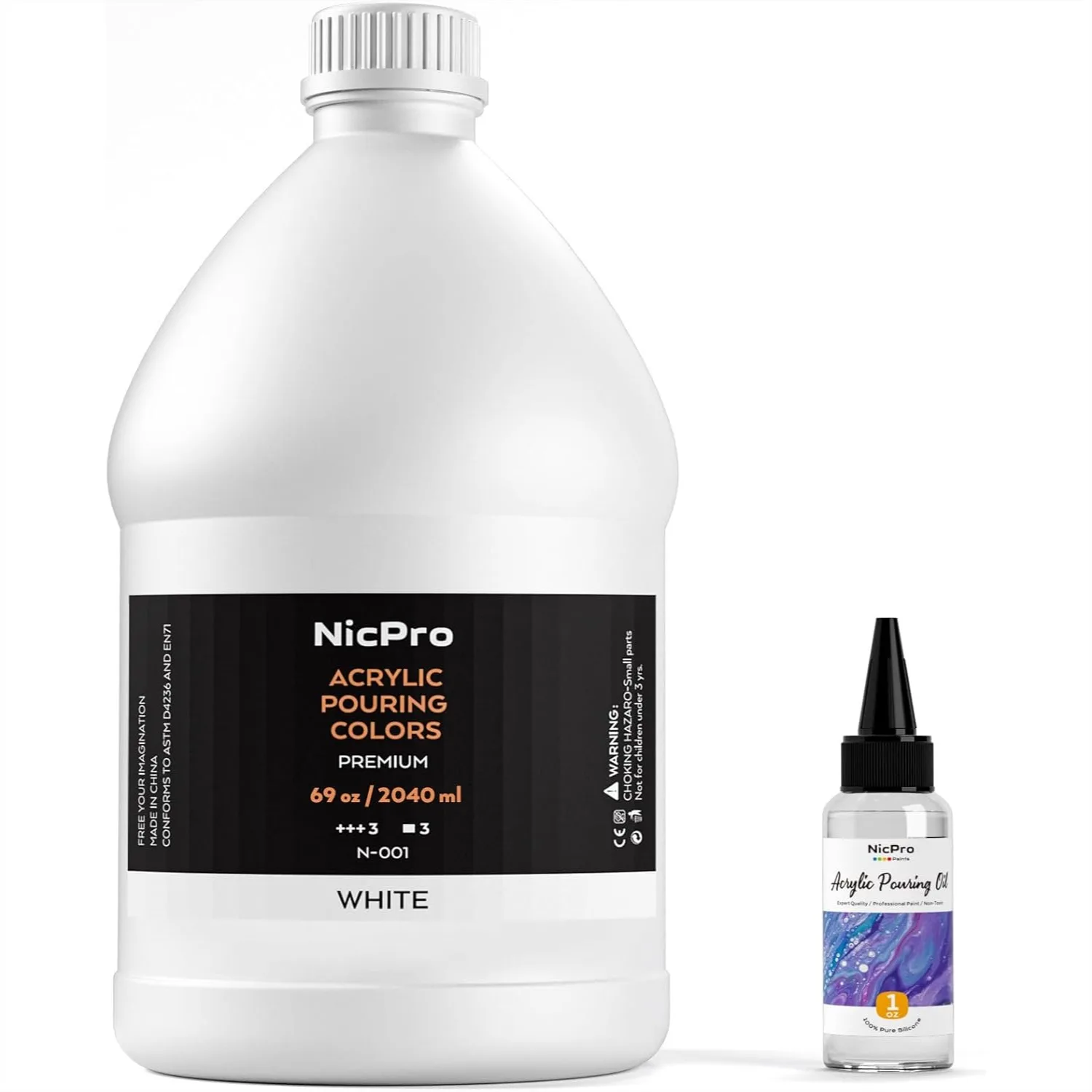 Titanium White Acrylic Pour Paint, 69oz Pre-Mixed Pouring Paint with Silicone Oil & Gloves for Canvas, Rock, Wood Cell Creation
Titanium White Acrylic Pour Paint, 69oz Pre-Mixed Pouring Paint with Silicone Oil & Gloves for Canvas, Rock, Wood Cell Creation