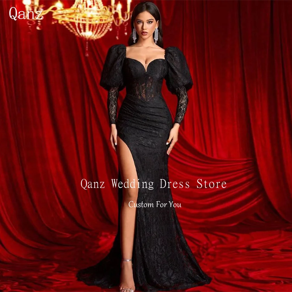 Qanz Luxury Dresses Women 2025 High Slit Black Lace Wedding Party Dress Long Sleeves Mermaid Vestidos De Fiesta Customized
Qanz Luxury Dresses Women 2025 High Slit Black Lace Wedding Party Dress Long Sleeves Mermaid Vestidos De Fiesta Customized