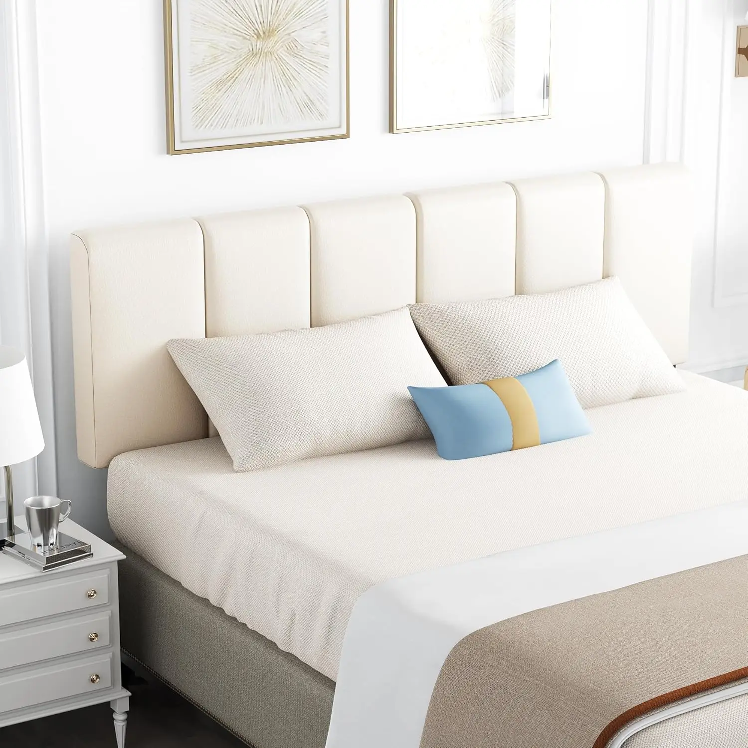 Upholstered Headboards Foldable Queen/Full Faux Leather Panels with Height Adjustments-White
Upholstered Headboards Foldable Queen/Full Faux Leather Panels with Height Adjustments-White