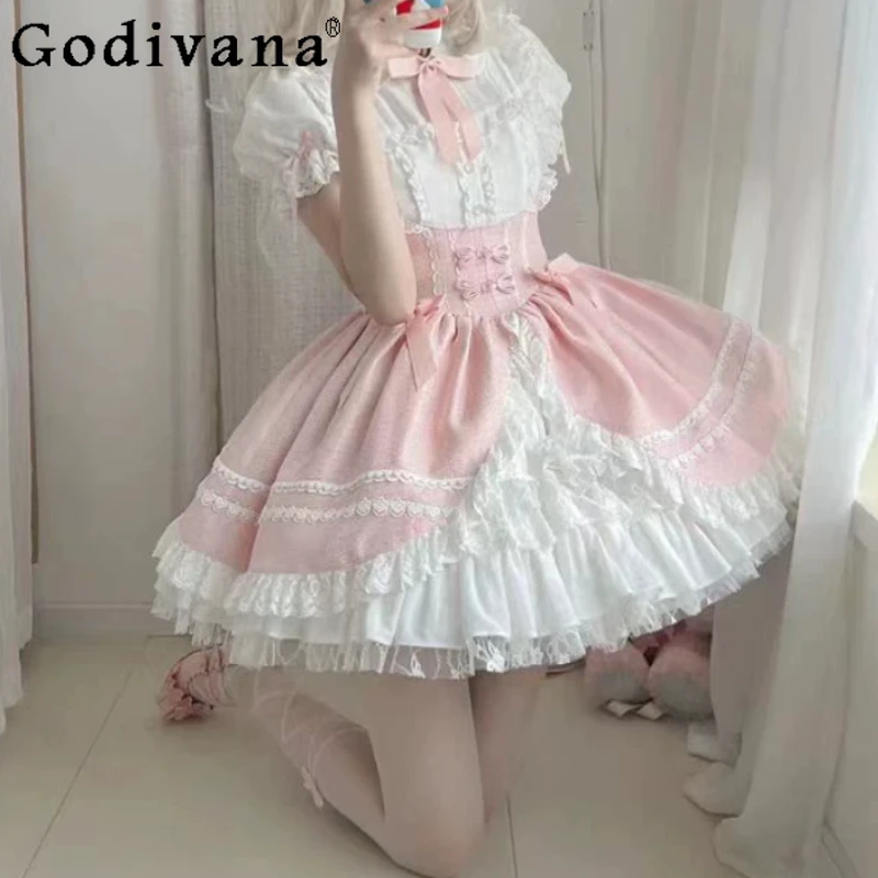 Spring Summer Elegant Lolita Sweet Girl OP Peter Pan Collar Fairy Dress Fashion High Waist A-line Age-reducing Princess Dresses
Spring Summer Elegant Lolita Sweet Girl OP Peter Pan Collar Fairy Dress Fashion High Waist A-line Age-reducing Princess Dresses