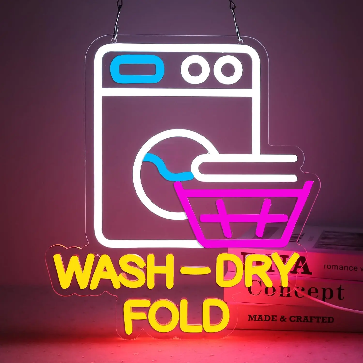 Wash Dry Fold Neon Sign, Laundry Room LED Neon Light, Decor for Laundromat, Dry Cleaner, Apartment Laundry Nook 5V USB Powered
Wash Dry Fold Neon Sign, Laundry Room LED Neon Light, Decor for Laundromat, Dry Cleaner, Apartment Laundry Nook 5V USB Powered