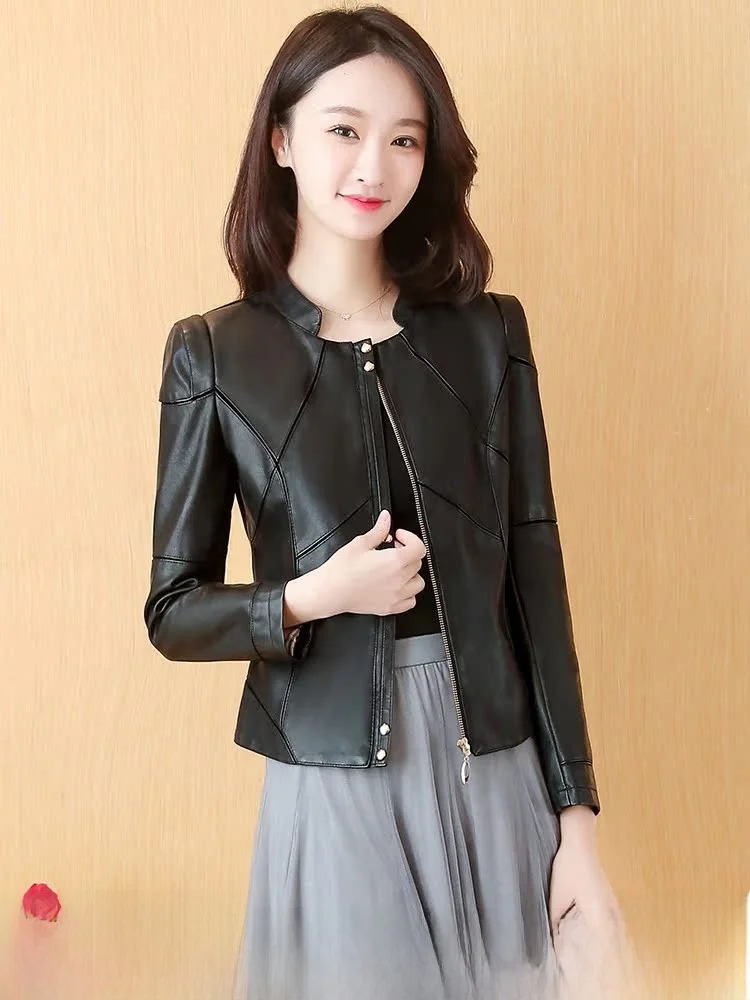 Slim Fit ort Leather Jaet Women's Faionable Versatile Spring Autumn Korean Sle Cact Size eepskin Zipper Closure
Slim Fit ort Leather Jaet Women's Faionable Versatile Spring Autumn Korean Sle Cact Size eepskin Zipper Closure