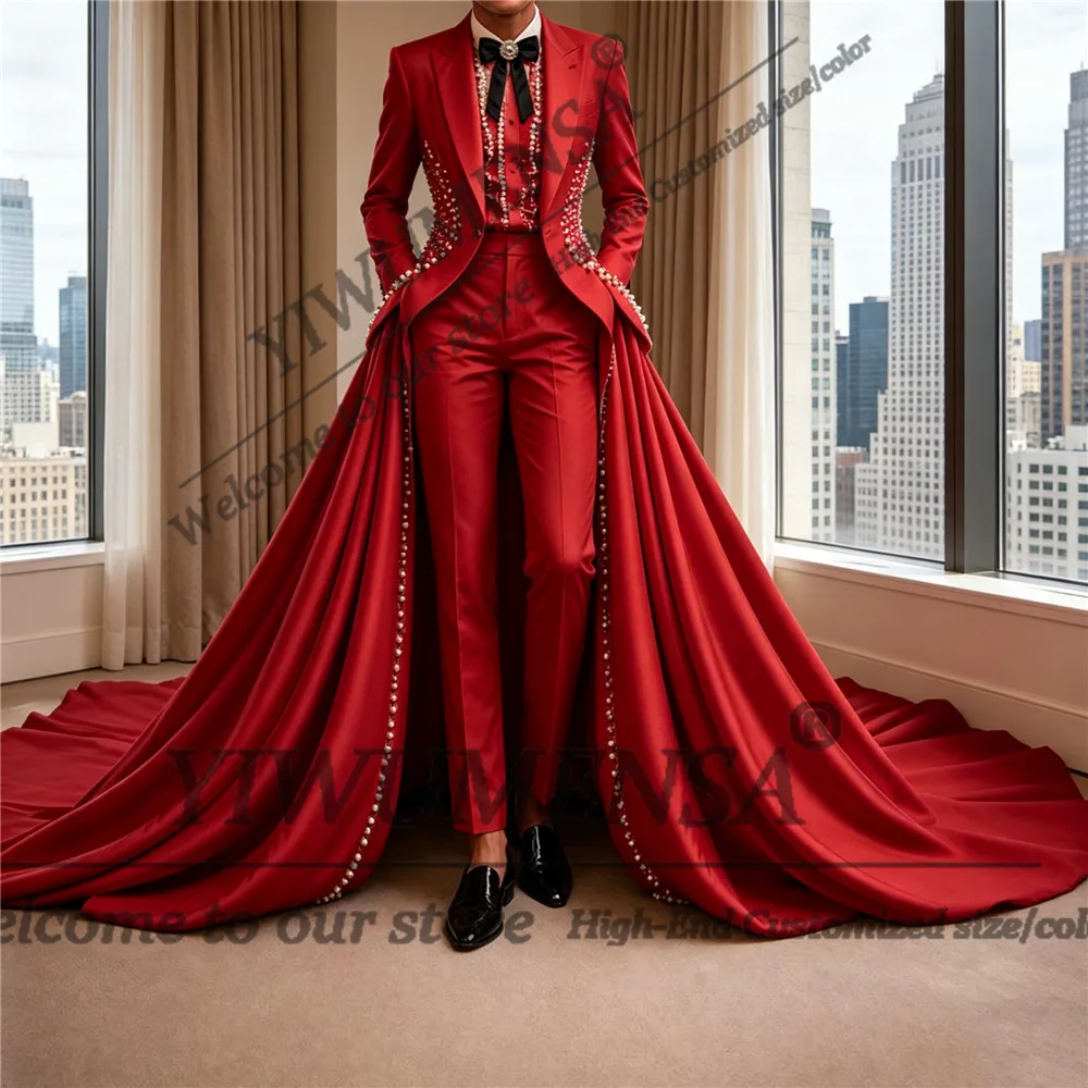 Exclusive Pearls Suit Men For Wedding Single Breasted Groom Prom Blazer With Cape Long Customized 2 Piece Sets Man Tuxedos 2026
Exclusive Pearls Suit Men For Wedding Single Breasted Groom Prom Blazer With Cape Long Customized 2 Piece Sets Man Tuxedos 2026