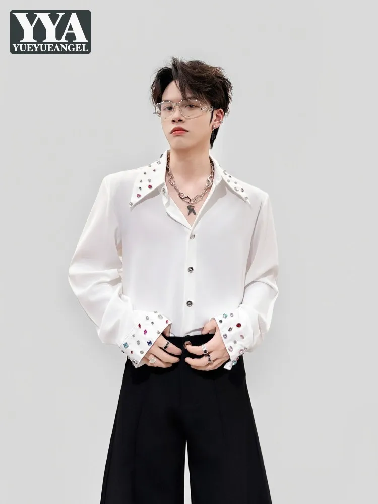Designer Men Office Diamonds Single Breasted Shirt Loose Fit Long Sleeve Casual Tops High Street Lapel Fashion New Male Shirts
Designer Men Office Diamonds Single Breasted Shirt Loose Fit Long Sleeve Casual Tops High Street Lapel Fashion New Male Shirts