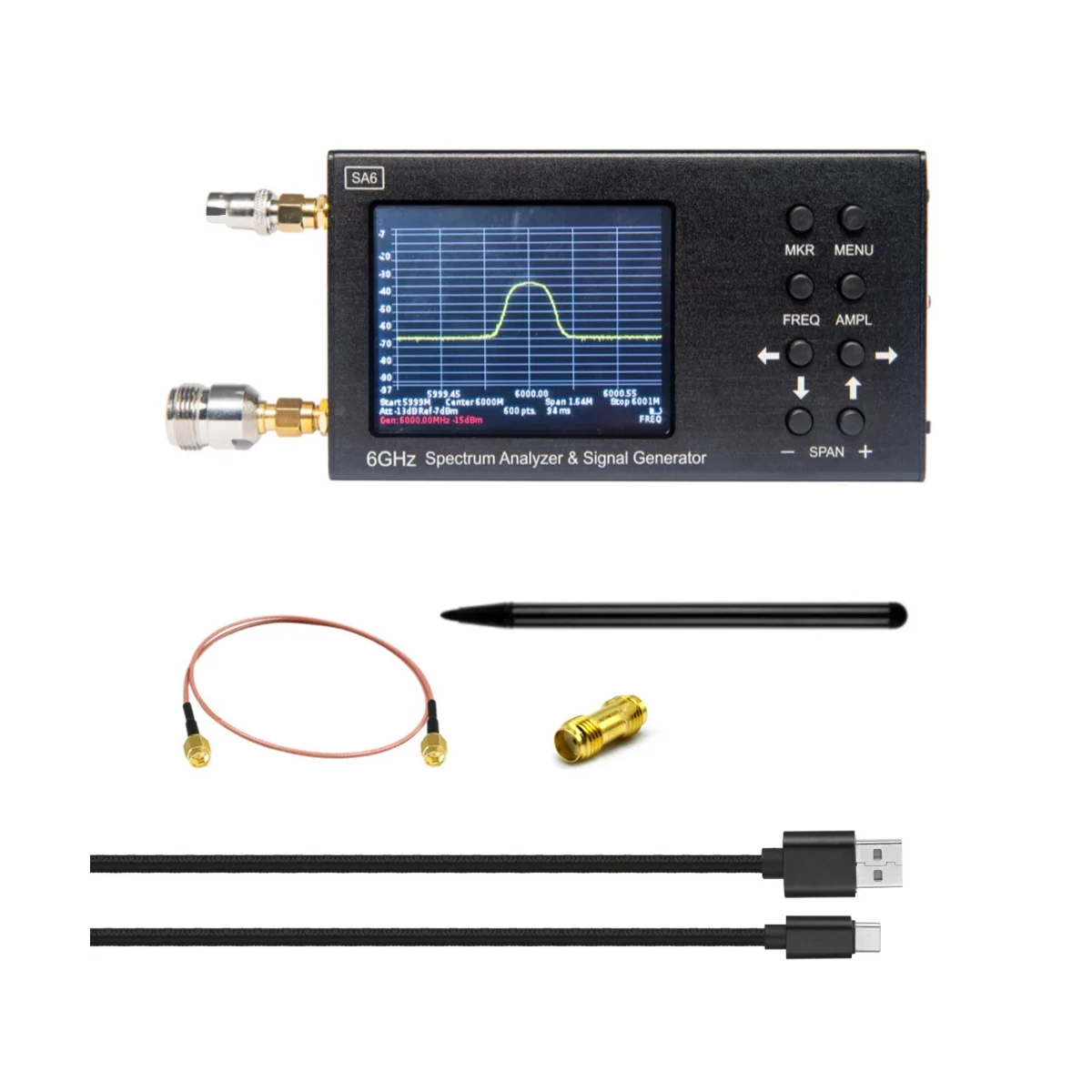 SA6 6GHz Spectrum Analyzer SA6 Signal Generator RF Signal Source Wi-Fi 2G 4G LTE CDMA GSM Beidou GPR
SA6 6GHz Spectrum Analyzer SA6 Signal Generator RF Signal Source Wi-Fi 2G 4G LTE CDMA GSM Beidou GPR