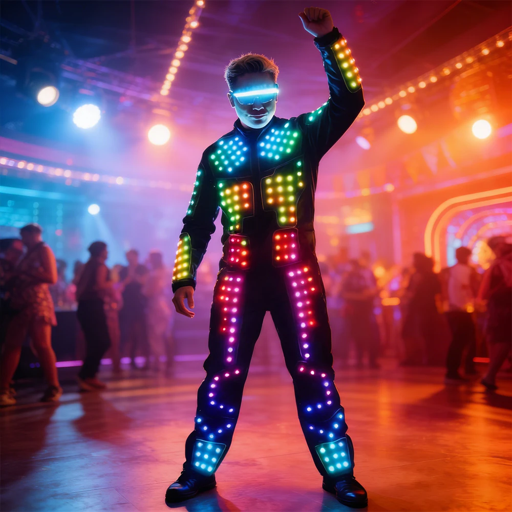 Full Color LED Robot Suit Futuristic Glow in the Dark Performance Costume RGB Light Up Outfit for Nightclub Rave Stage Show Cosp
Full Color LED Robot Suit Futuristic Glow in the Dark Performance Costume RGB Light Up Outfit for Nightclub Rave Stage Show Cosp