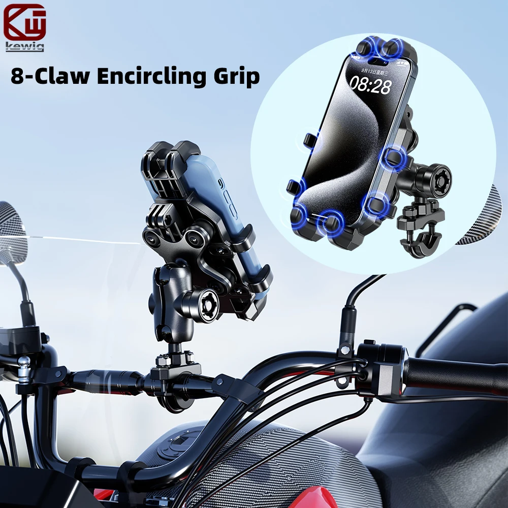 Kewig Motorcycle Handlebar Phone Mount 8-Claw Encircling Grip 6061 Aviation Aluminum Fit 5.4-6.9" Phone & 0.5-1.26" Handlebar
Kewig Motorcycle Handlebar Phone Mount 8-Claw Encircling Grip 6061 Aviation Aluminum Fit 5.4-6.9" Phone & 0.5-1.26" Handlebar