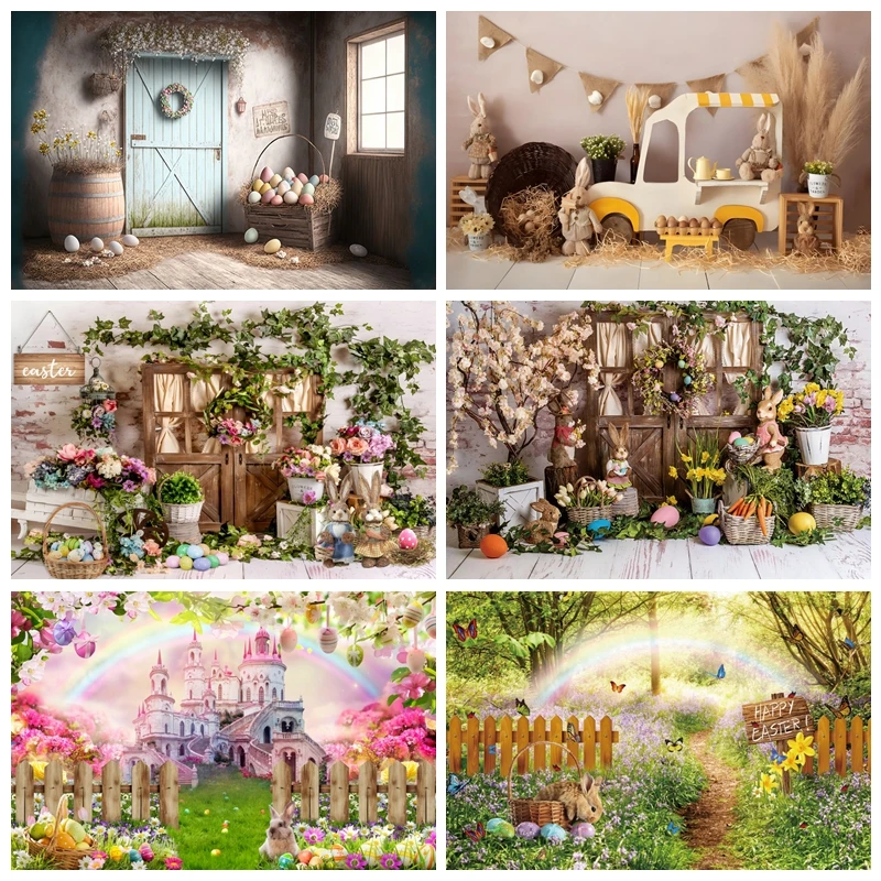 Spring Easter Backdrop Wood Door Green Grass Flowers Egg Rabbit Colorful Wood Wall Easter Party Photography Background Props
Spring Easter Backdrop Wood Door Green Grass Flowers Egg Rabbit Colorful Wood Wall Easter Party Photography Background Props