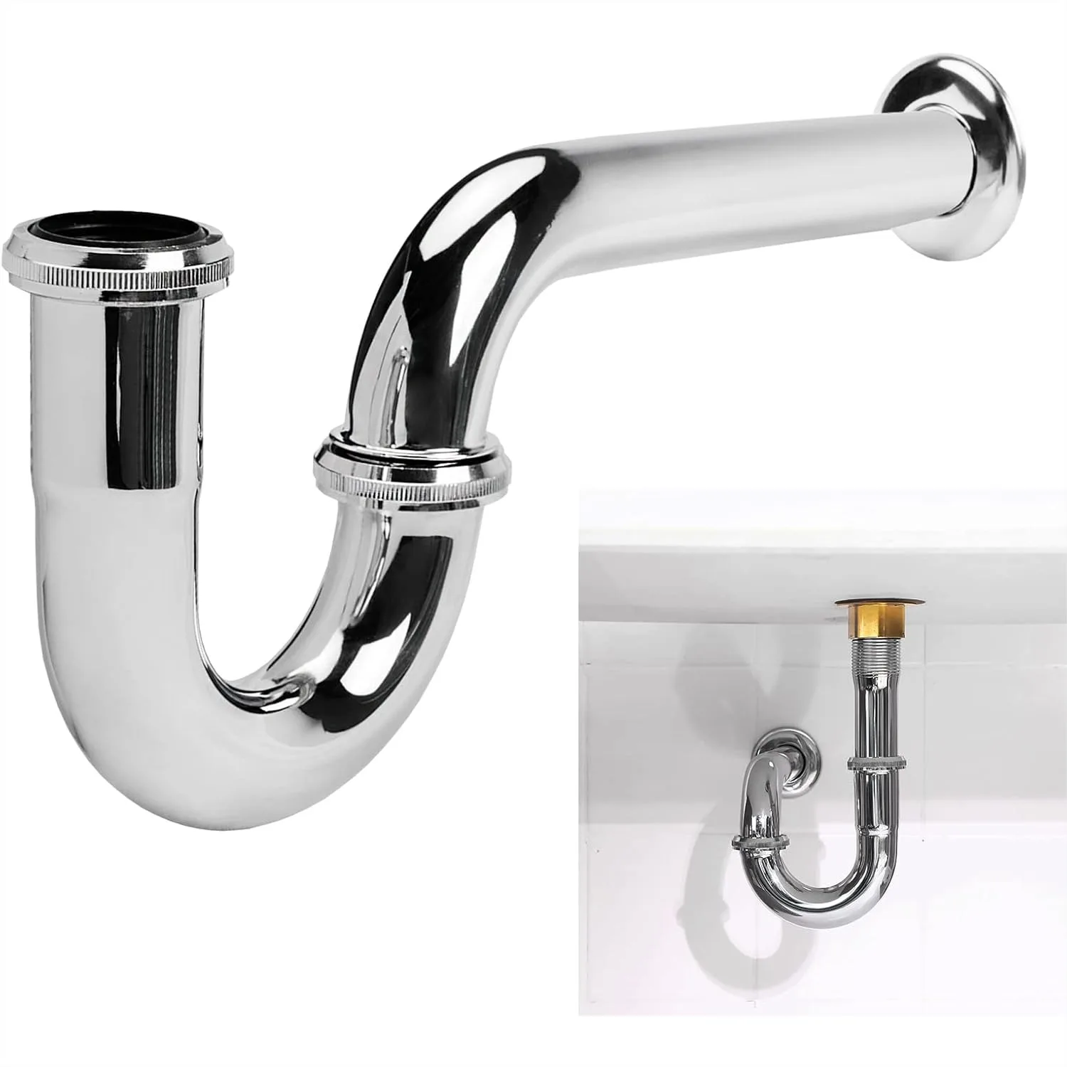 Stainless Steel P-Trap 1-1/4 Inch for Bathroom Basin Sink Waste, Chrome Finish, Easy Installation with Reducing Washer
Stainless Steel P-Trap 1-1/4 Inch for Bathroom Basin Sink Waste, Chrome Finish, Easy Installation with Reducing Washer