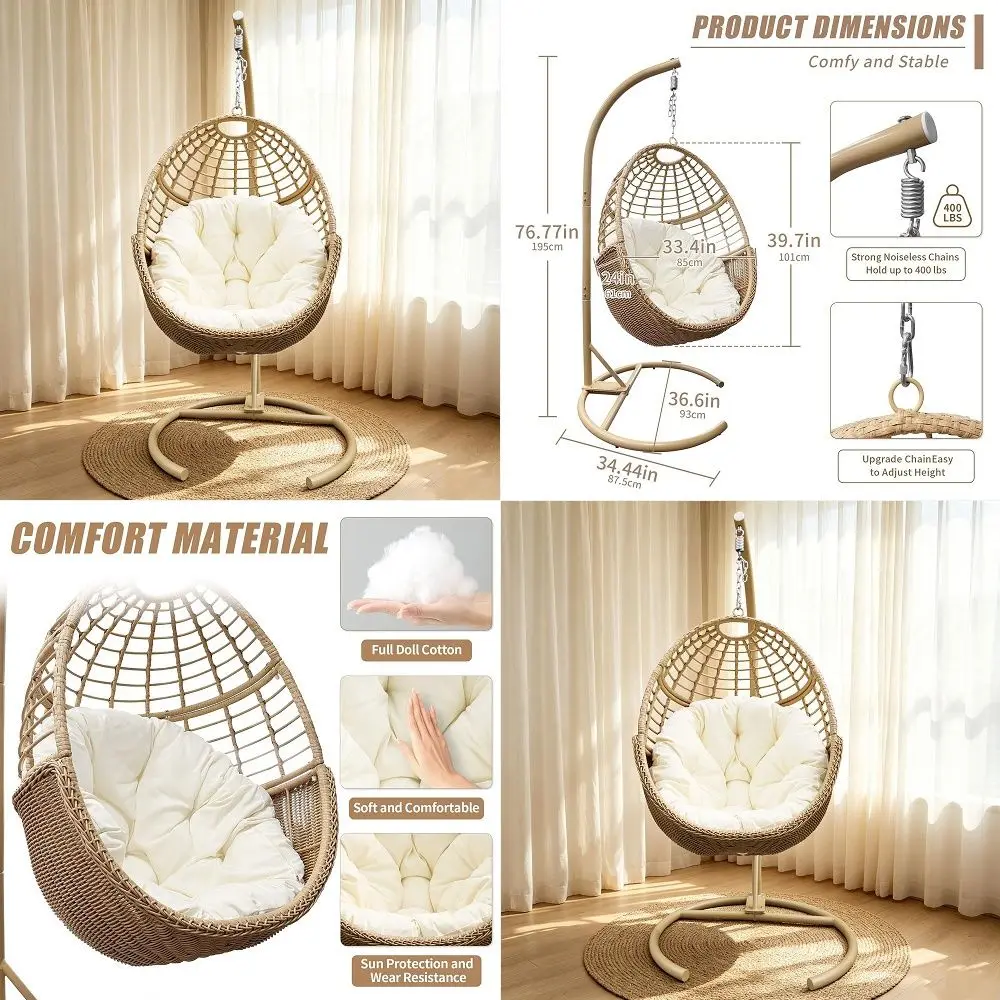 Row Resin Wicker Porch Swing, Honey Finish, 51.5 W x 26.5 D x 23.5 H, AllWeather HandWoven Design, Durable Steel Frame, Hanging
Row Resin Wicker Porch Swing, Honey Finish, 51.5 W x 26.5 D x 23.5 H, AllWeather HandWoven Design, Durable Steel Frame, Hanging