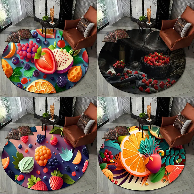 3D Cute Tropical Fruit Cartoon Round Rug For Living Room Bedroom Children Playroom Decoration Pet Area Non-Slip Mat
3D Cute Tropical Fruit Cartoon Round Rug For Living Room Bedroom Children Playroom Decoration Pet Area Non-Slip Mat