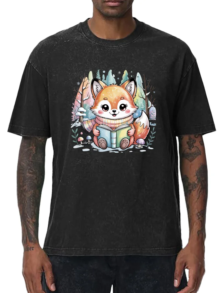 The Fox Reading a Book 230g Heavy Cotton Washed Oversized T-Shirt for Men Christmas Graphic Tee Retro Casual Top
The Fox Reading a Book 230g Heavy Cotton Washed Oversized T-Shirt for Men Christmas Graphic Tee Retro Casual Top