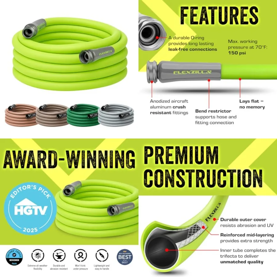 Garden Hose 5/8 in. x 50 ft., Lightweight All-Weather Water Hose, Durable and Flexible, Leak-Free Connections
Garden Hose 5/8 in. x 50 ft., Lightweight All-Weather Water Hose, Durable and Flexible, Leak-Free Connections