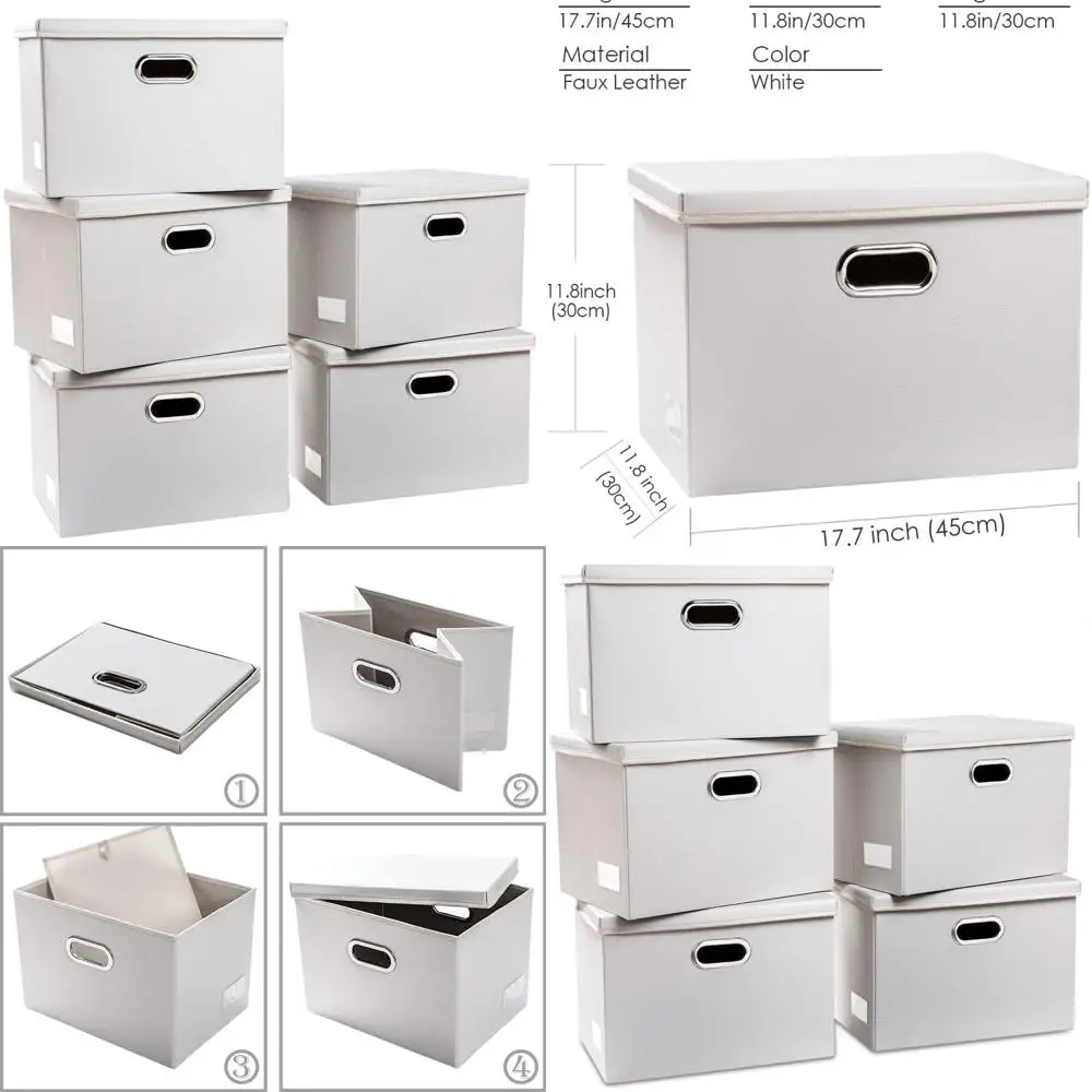 5-Piece Stackable Fabric Storage Bins with Lids, Foldable Organizer Cubes for Bedroom, Closet, Office, Nursery - White (17.7x11.
5-Piece Stackable Fabric Storage Bins with Lids, Foldable Organizer Cubes for Bedroom, Closet, Office, Nursery - White (17.7x11.