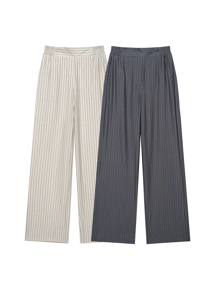 KUCLUT Women Fashion Striped Pleated Straight Pants Vintage High Elastic Waist Full Length Female Chic Lady Trousers
KUCLUT Women Fashion Striped Pleated Straight Pants Vintage High Elastic Waist Full Length Female Chic Lady Trousers
