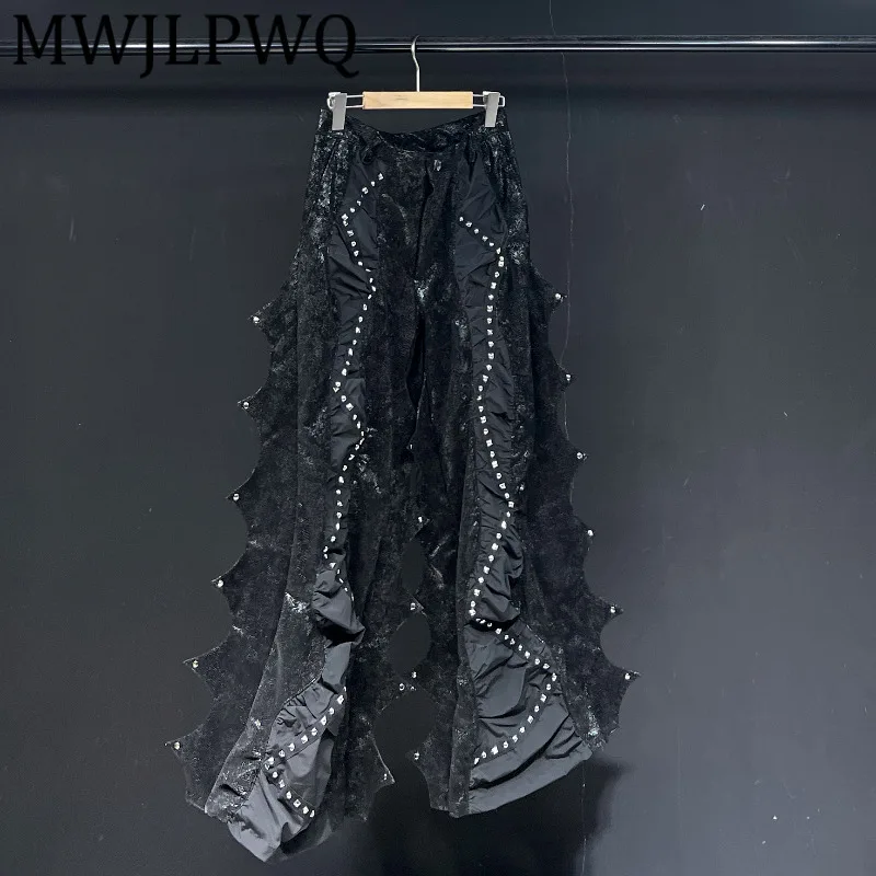 MWJLPWQ 2025 новые черные лоскутные широкие брюки с заклепками для мужчин, уличные осенние свободные повседневные расклешенные брюки унисекс 12185
MWJLPWQ 2025 новые черные лоскутные широкие брюки с заклепками для мужчин, уличные осенние свободные повседневные расклешенные брюки унисекс 12185