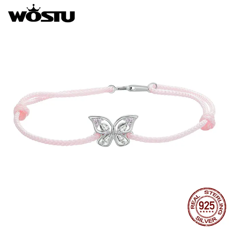 WOSTU Genuine 100% 925 Sterling Silver Pink Butterfly Hand Rope & Bangles for Women Fine Jewelry Gift S925 FIB251
WOSTU Genuine 100% 925 Sterling Silver Pink Butterfly Hand Rope & Bangles for Women Fine Jewelry Gift S925 FIB251