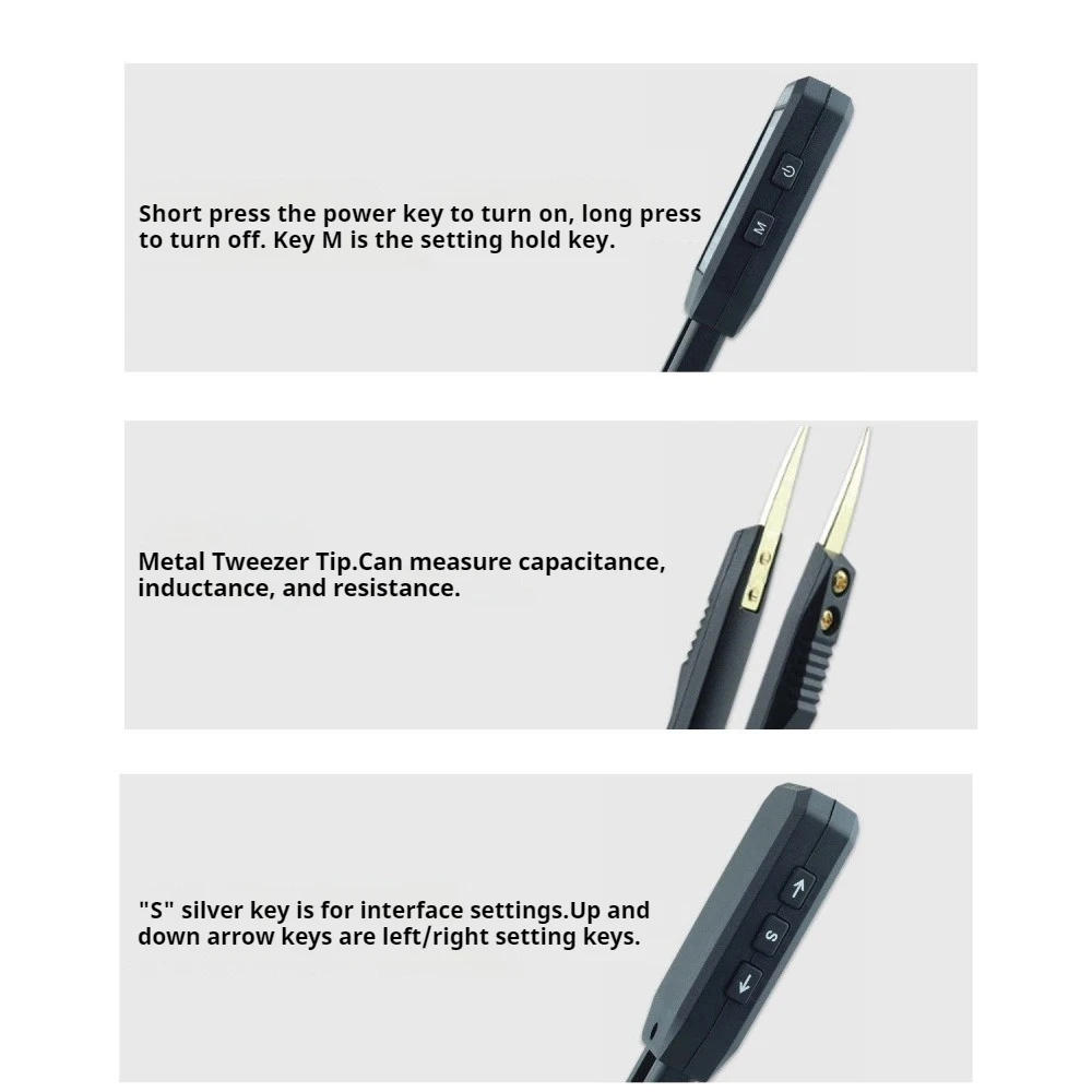LCR Digital Tweezer Bridge Multimeter 1.14 Inch TFT Color Screen Auto Identify Resistance Capacitance Inductance Diode Tester
LCR Digital Tweezer Bridge Multimeter 1.14 Inch TFT Color Screen Auto Identify Resistance Capacitance Inductance Diode Tester