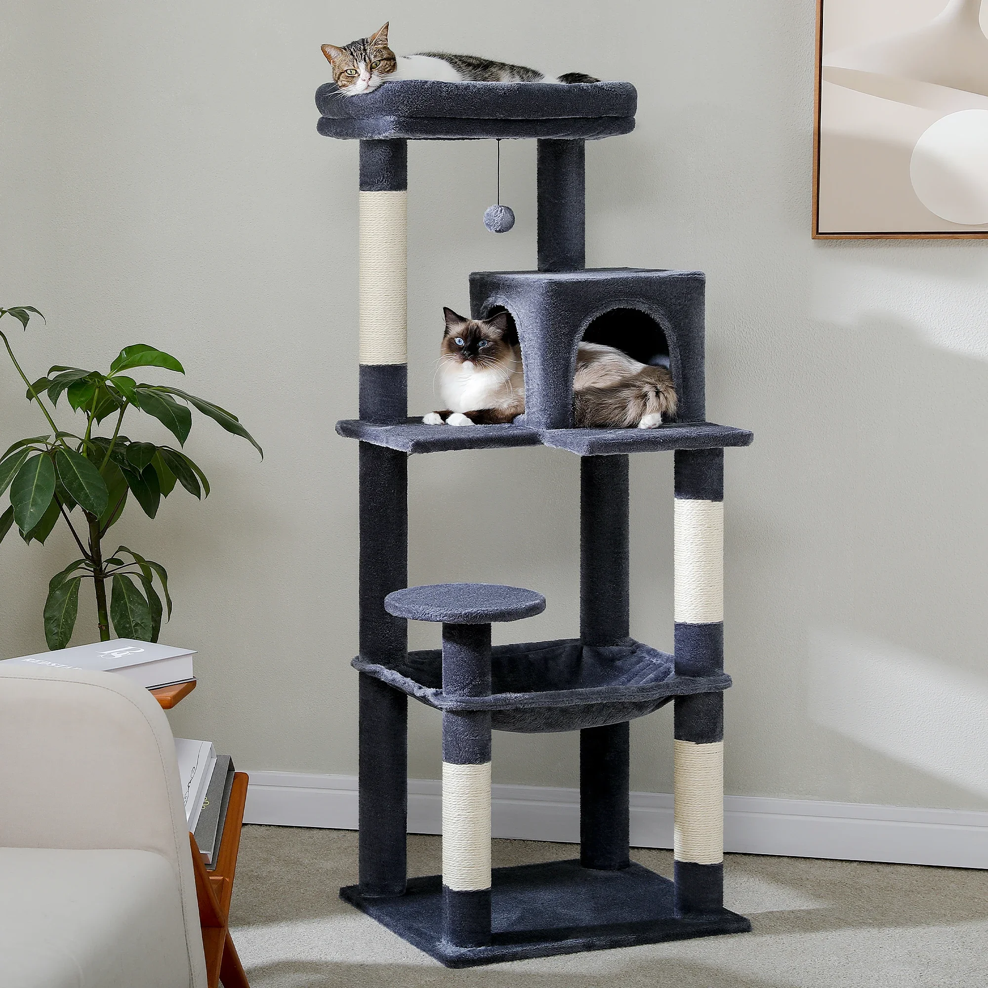 Cat Tree for Indoor Tower for Large with Large Hammock Sisal Covered Scratching Posts Cozy Condo Top Perch
Cat Tree for Indoor Tower for Large with Large Hammock Sisal Covered Scratching Posts Cozy Condo Top Perch