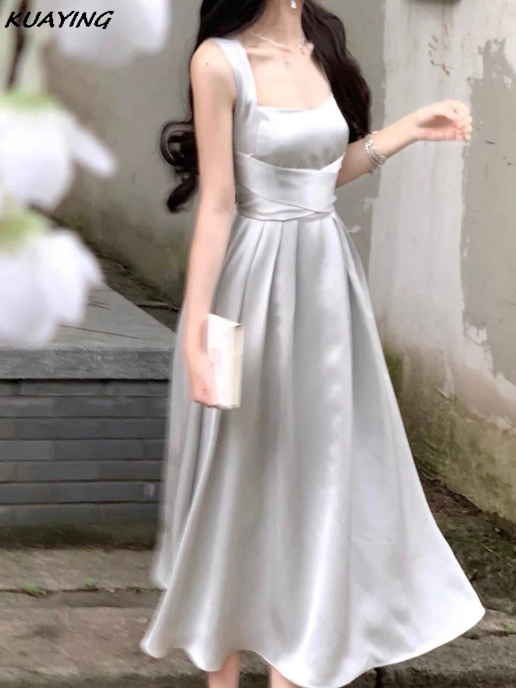 French Midi Dresses For Women New Sleeveless Wedding Evening Party Dress Solid Slim A-line Vintage Chic Prom Robe Vestidos
French Midi Dresses For Women New Sleeveless Wedding Evening Party Dress Solid Slim A-line Vintage Chic Prom Robe Vestidos