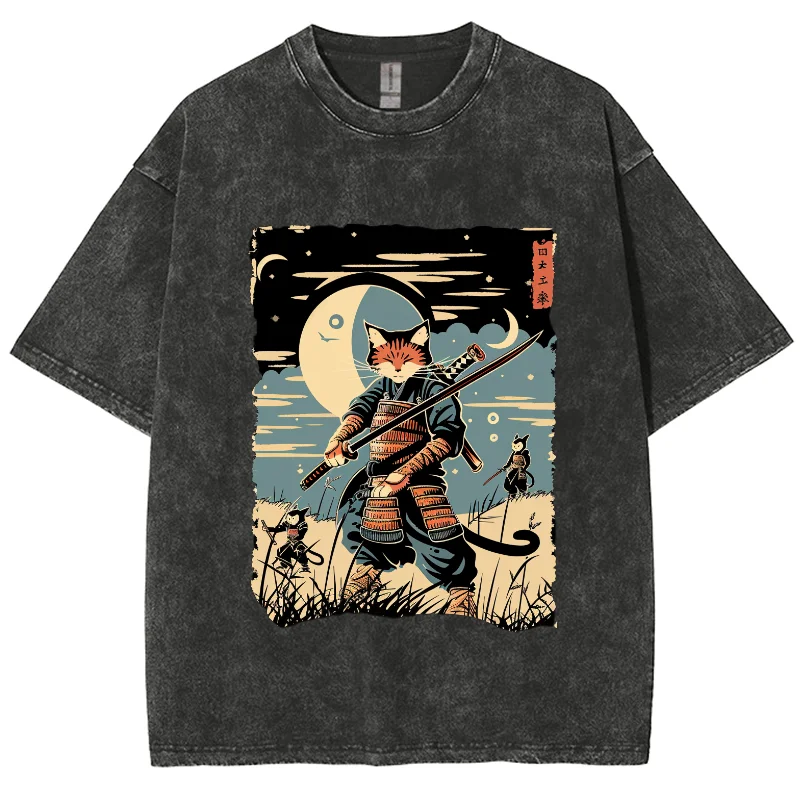 Janpanese Anime Y2K Washed Tshirts, Cartoon Cat Samurai Ukiyoe, Oversized Streetwear Vintage Washed Short T-shirt For Men Women
Janpanese Anime Y2K Washed Tshirts, Cartoon Cat Samurai Ukiyoe, Oversized Streetwear Vintage Washed Short T-shirt For Men Women
