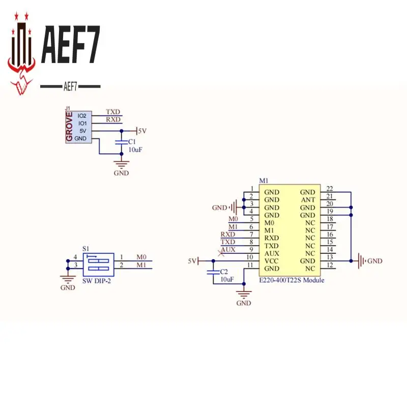 Коммуникационный блок AEF7-Lora E220 с антенной, диапазон частот 433 МГц, беспроводной пробуждение LLCC68
Коммуникационный блок AEF7-Lora E220 с антенной, диапазон частот 433 МГц, беспроводной пробуждение LLCC68