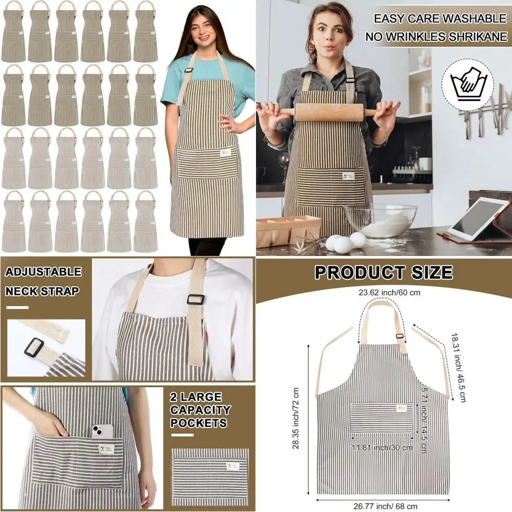 Unisex Linen Chef Aprons with 2 Pockets, Adjustable Cooking Kitchen Aprons for Men and Women, Bulk 24-Piece Set, Long-Tailed Apr
Unisex Linen Chef Aprons with 2 Pockets, Adjustable Cooking Kitchen Aprons for Men and Women, Bulk 24-Piece Set, Long-Tailed Apr