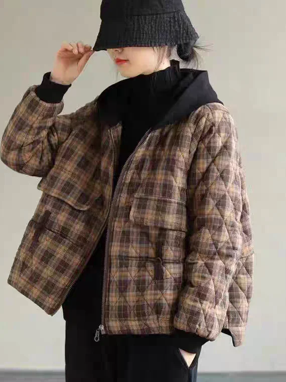 Женское зимнее пальто Thiened Cotton Jaet, большой размер, свободный крой, клетчатый дизайн, с капюшоном, на молнии, верхняя одежда для поездок на работу
Женское зимнее пальто Thiened Cotton Jaet, большой размер, свободный крой, клетчатый дизайн, с капюшоном, на молнии, верхняя одежда для поездок на работу