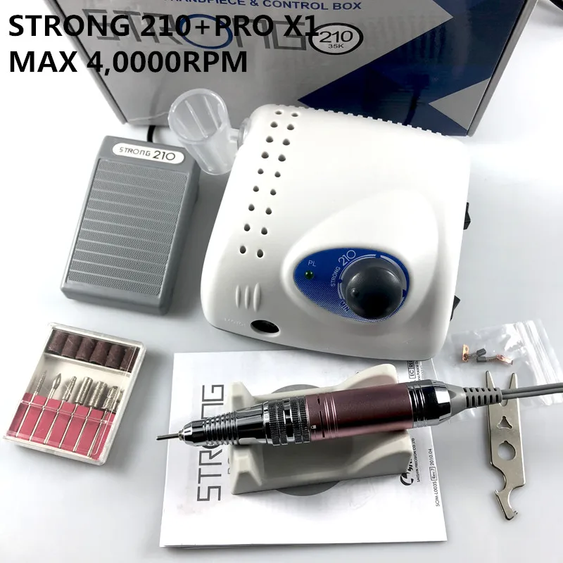 65W 40000RPM Electric Nail Drill Machine Strong 210 Model PRO X1 Handpiece Manicure Pedicure Nail File Bit Nail Art Equipment
65W 40000RPM Electric Nail Drill Machine Strong 210 Model PRO X1 Handpiece Manicure Pedicure Nail File Bit Nail Art Equipment
