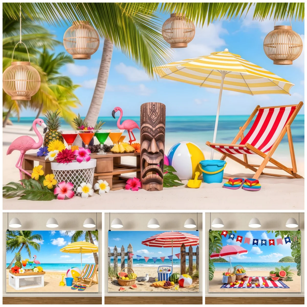 Hawaii Summer Beach Backdrop Fruit Seaside Watermelon Theme Children's Birthday Party Home Decoration Photography Background
Hawaii Summer Beach Backdrop Fruit Seaside Watermelon Theme Children's Birthday Party Home Decoration Photography Background