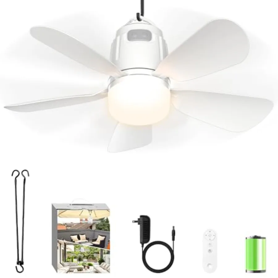 Canopy Fan 20'' 20000mAh Portable Outdoor Ceiling Fan with Light with Remote Control and Extension Hook Easy Operation Battery
Canopy Fan 20'' 20000mAh Portable Outdoor Ceiling Fan with Light with Remote Control and Extension Hook Easy Operation Battery
