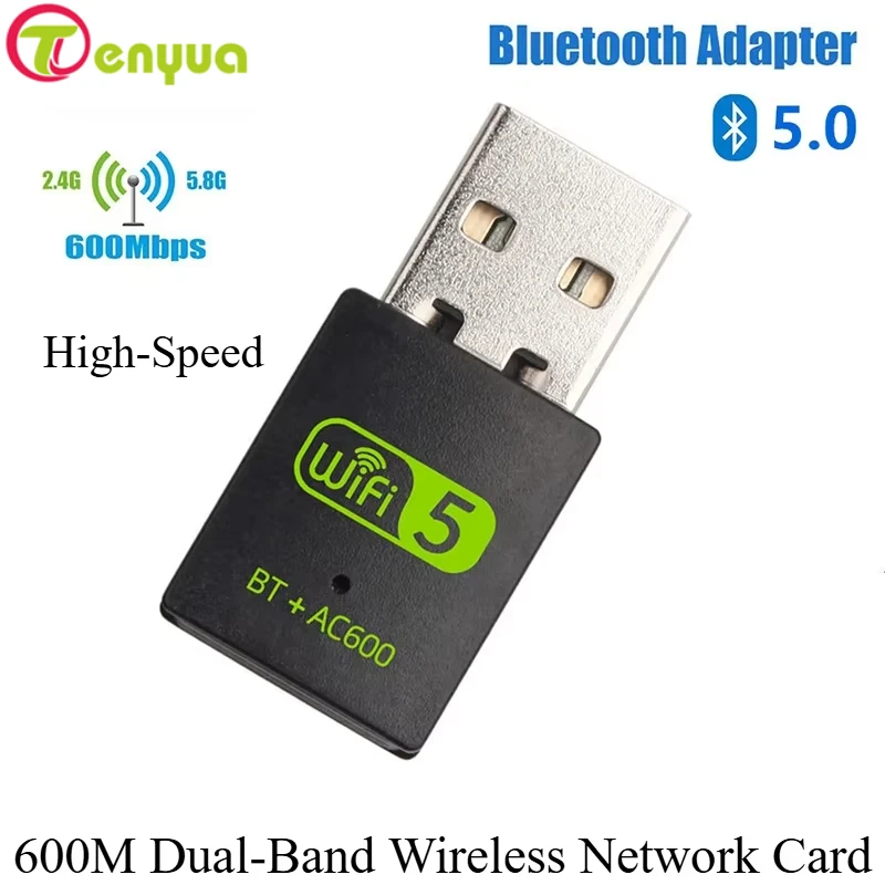 Двухдиапазонная беспроводная сетевая карта 600 м, бесплатный высокоскоростной компьютерный приемник 5G, USB Bluetooth5.0, Wi-Fi 2-в-1 
Двухдиапазонная беспроводная сетевая карта 600 м, бесплатный высокоскоростной компьютерный приемник 5G, USB Bluetooth5.0, Wi-Fi 2-в-1